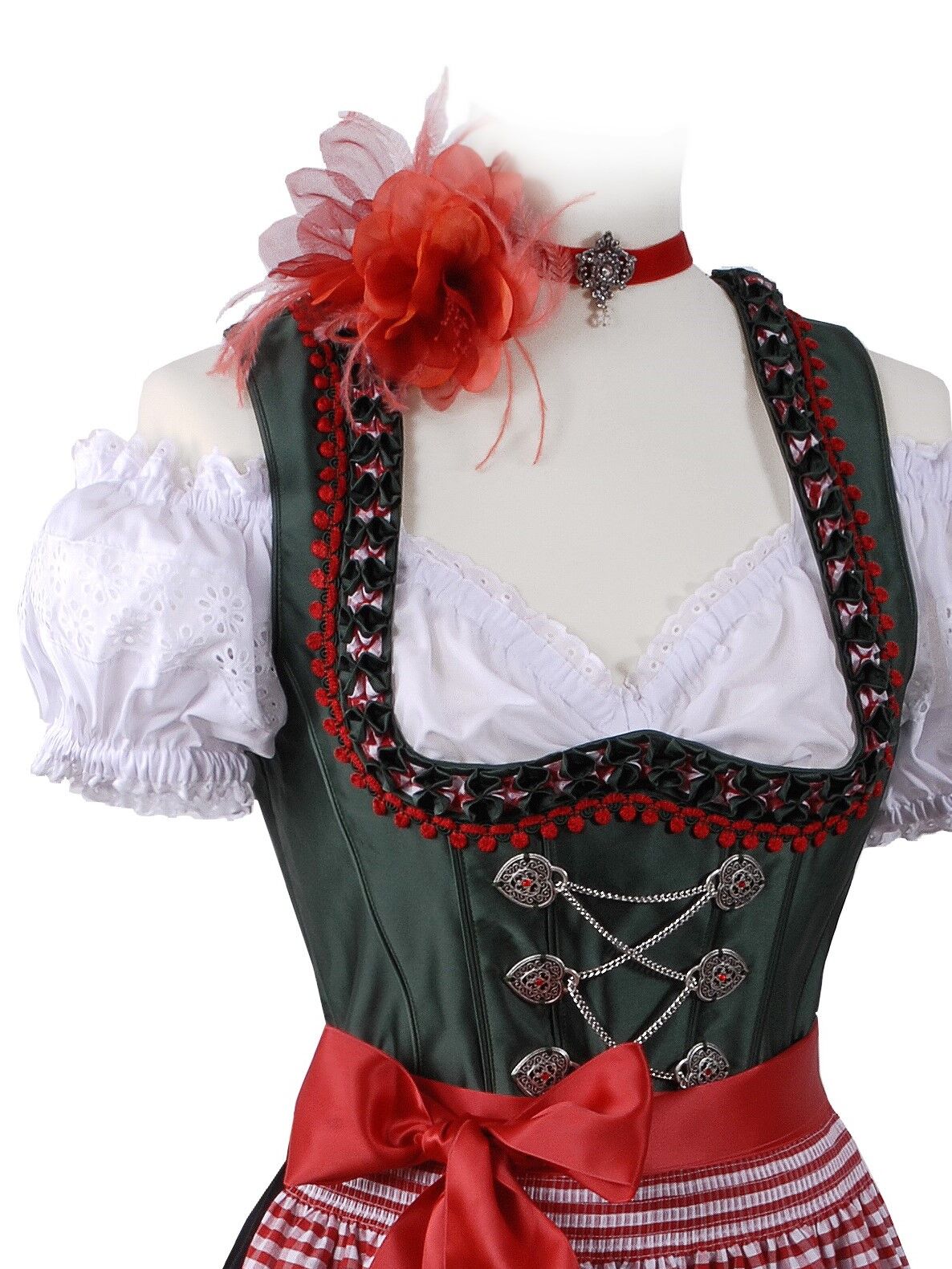 Dirndlbluse Damen Carmenbluse Spitze + Rüschen Weiß Dirndlbluse Damen Carmenbluse Spitze + Rüschen Weiß