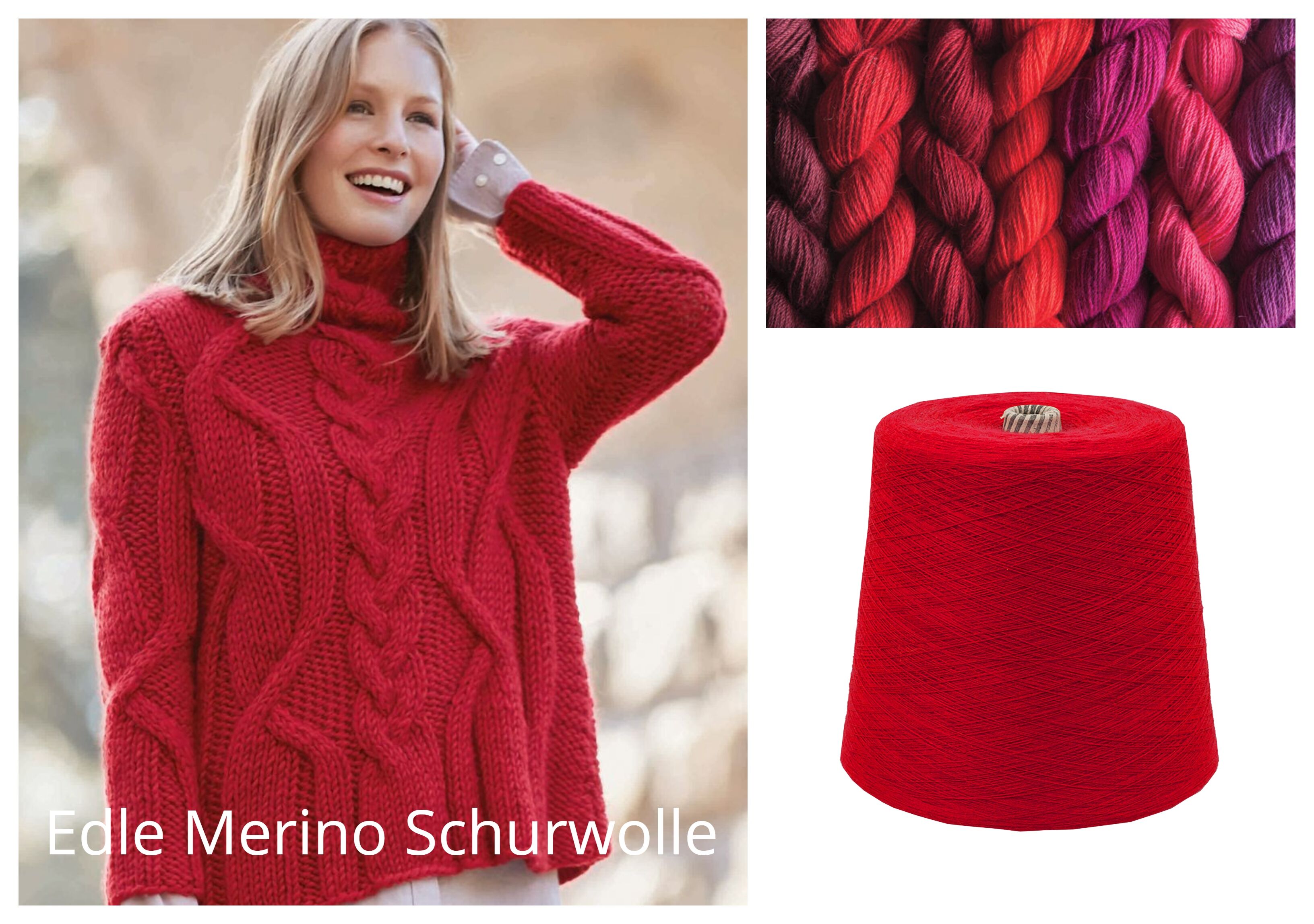 WOLLE zum STRICKEN MERINO-SCHURWOLLE 1 KG Konen/1000 Gramm Rot WOLLE zum STRICKEN MERINO-SCHURWOLLE 1 KG Konen/1000 Gramm Rot