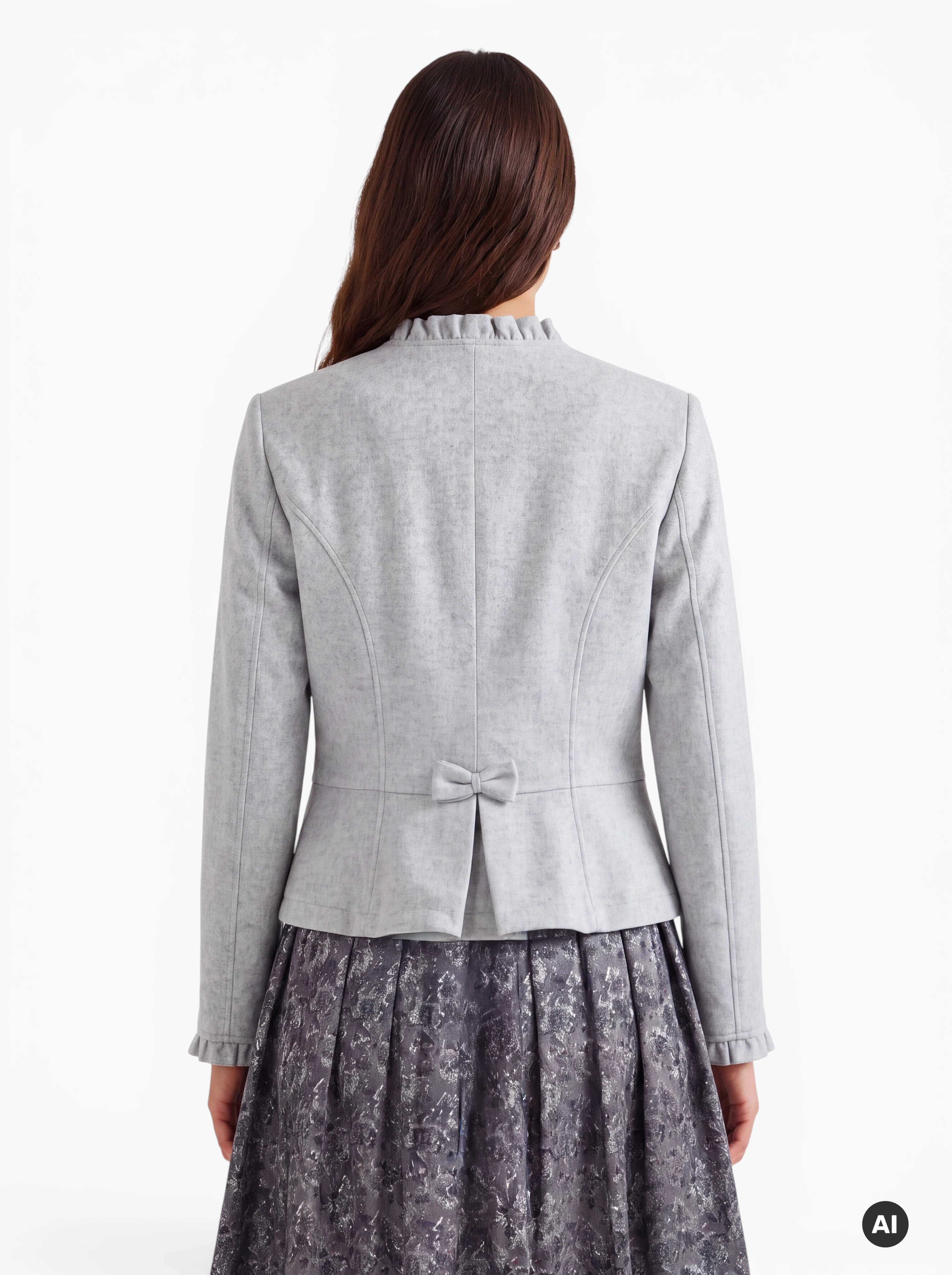 Dirndl-Jacke Lotte hellgrau mit Rüschen – Stretch