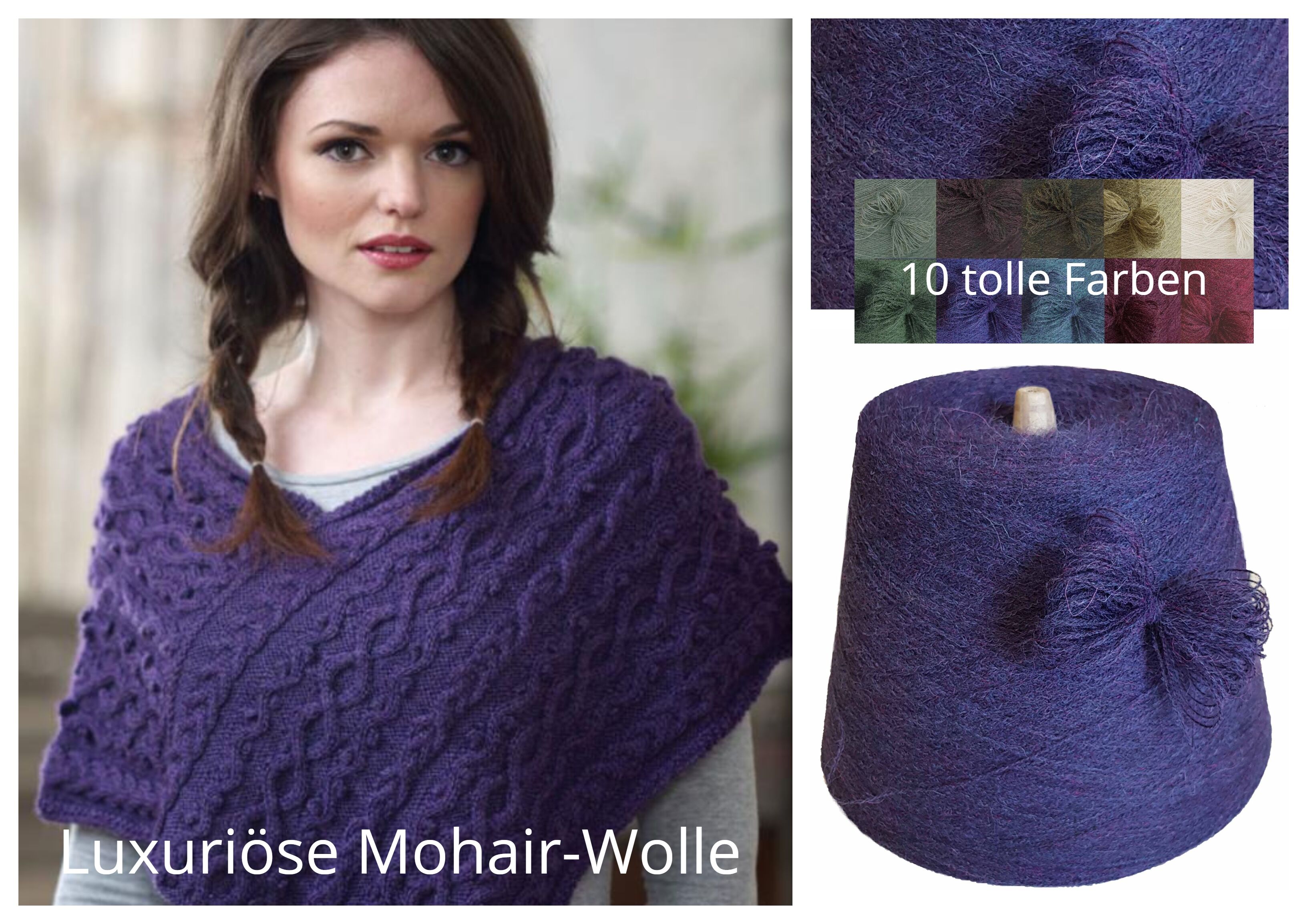 PREMIUM MOHAIR/SCHURWOLLE/Mix - STRICKWOLLE - 1 Konen/800 Gramm Violett-Blau PREMIUM MOHAIR/SCHURWOLLE/Mix - STRICKWOLLE - 1 Konen/800 Gramm Violett-Blau