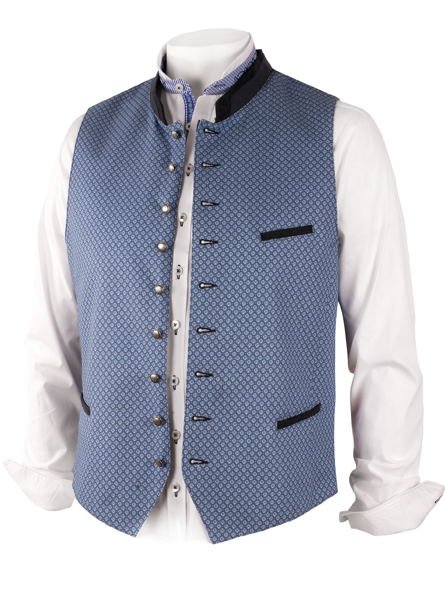 PREMIUM Trachtenweste Herren Hochzeits-Gilet Blau FESTLICH 