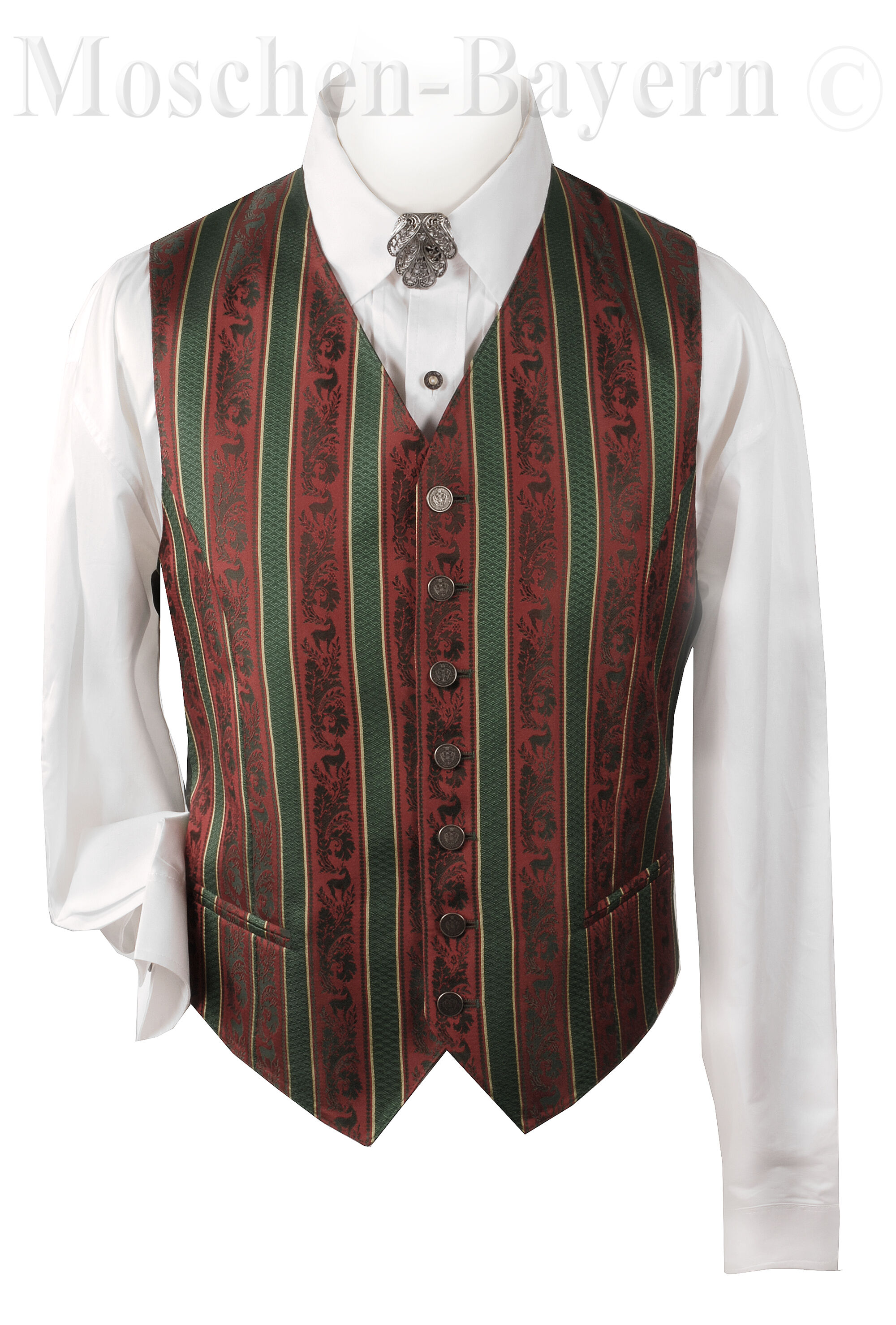 PREMIUM Trachtenweste Seidenweste Gilet Rot-Grün FESTLICH PREMIUM Trachtenweste Seidenweste Gilet Rot-Grün FESTLICH