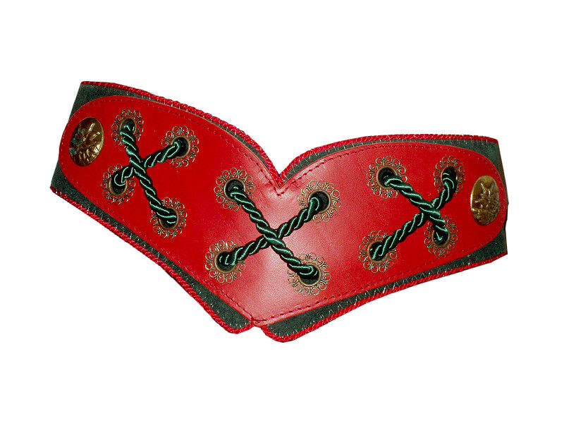 Trachtengürtel Leder mit Schnürung  Grün-Rot  (C)   Trachtengürtel Leder mit Schnürung  Grün-Rot  (C)