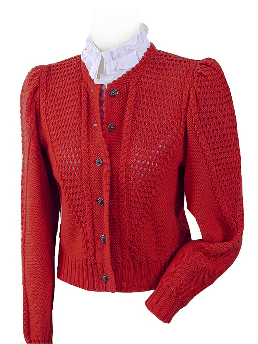 Trachtenstrickjacke Damen Dirndljacke MERINO SCHURWOLLE Rot Mohn Trachtenstrickjacke Damen Dirndljacke MERINO SCHURWOLLE Rot Mohn