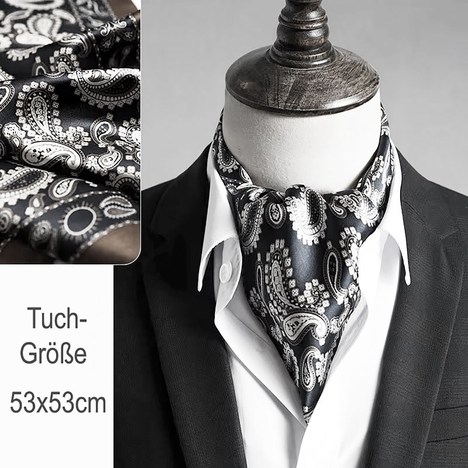 Trachtenhalstuch Seidentuch Nickituch 53x53 100% Seide Paisley-Dessin Trachtenhalstuch Seidentuch Nickituch 53x53 100% Seide Paisley-Dessin