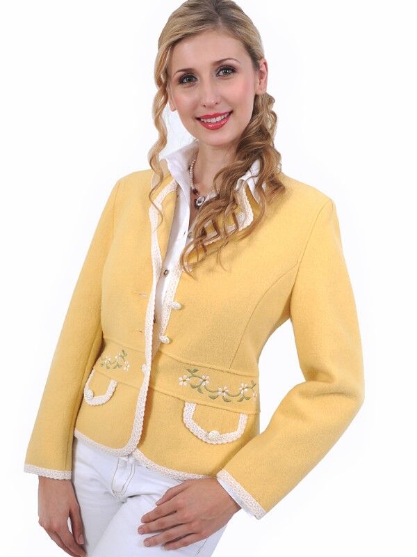 PREMIUM Trachtenjacke Damen Walkjanker SCHURWOLLE KASCHMIR Gelb PREMIUM Trachtenjacke Damen Walkjanker SCHURWOLLE KASCHMIR Gelb