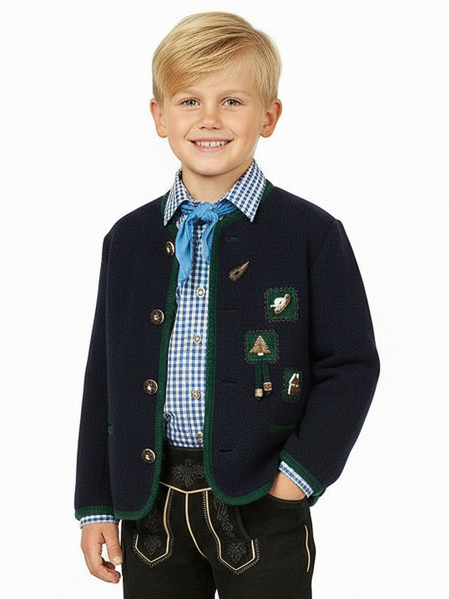 Trachtenjacke Jungen/Buben 100% Merinowolle Dunkelblau