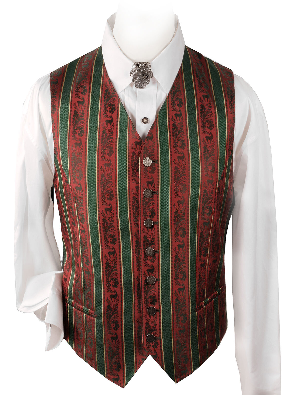 PREMIUM Trachtenweste Seidenweste Gilet Rot-Grün FESTLICH PREMIUM Trachtenweste Seidenweste Gilet Rot-Grün FESTLICH