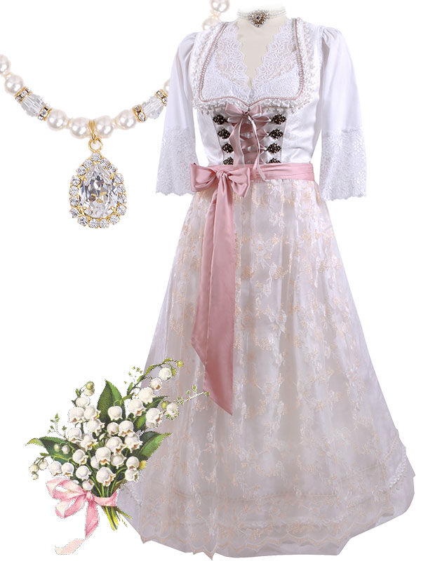 Edles Hochzeitsdirndl Brautdirndl Creme festlich Dirndl lang Edles Hochzeitsdirndl Brautdirndl Creme festlich Dirndl lang