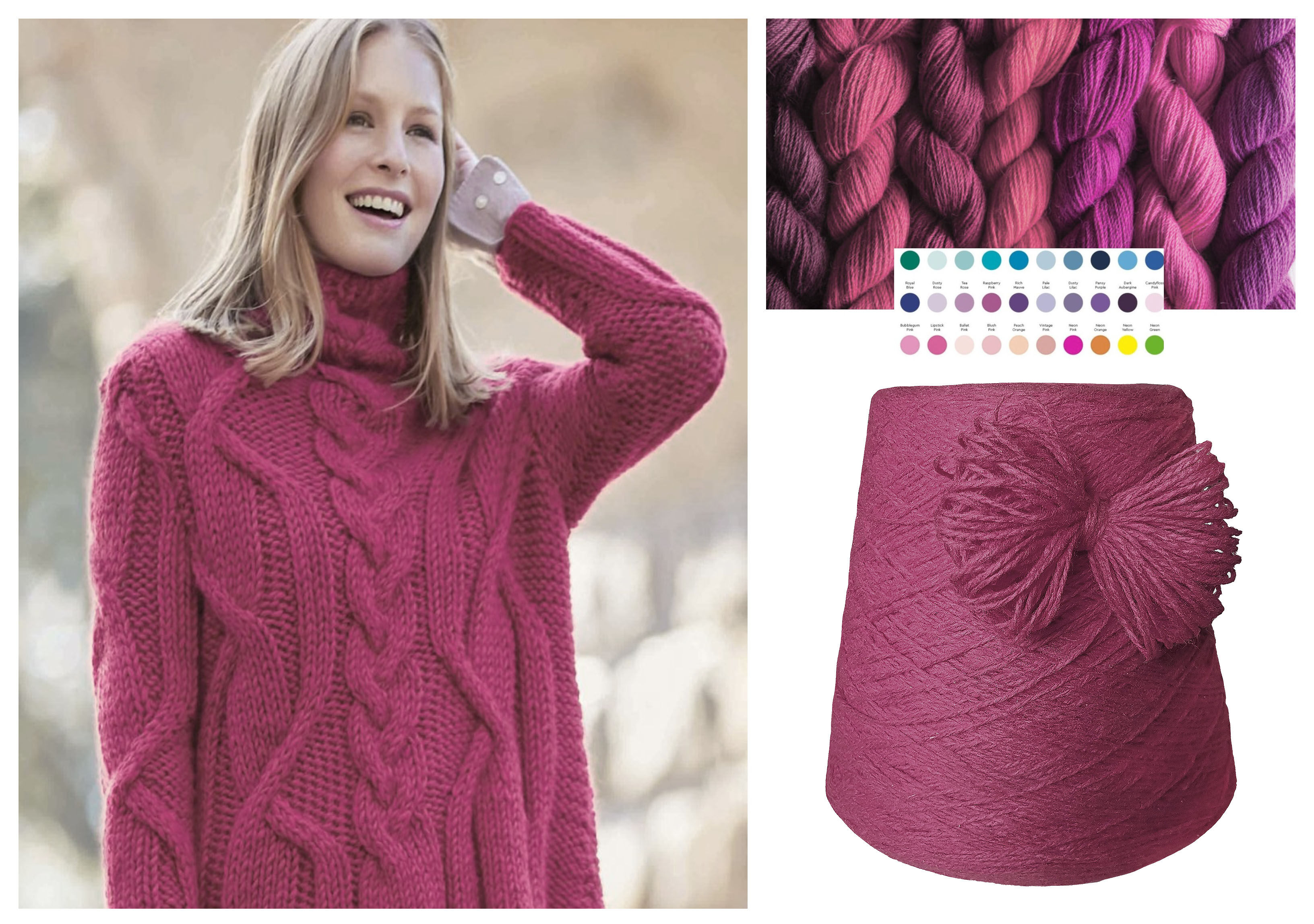 STRICKWOLLE - dicke SCHURWOLLE 1 KG Konen/1000 Gramm Pink/Erika STRICKWOLLE - dicke SCHURWOLLE 1 KG Konen/1000 Gramm Pink/Erika