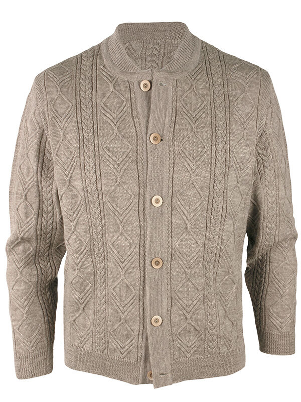 PREMIUM Trachtenstrickjacke Herren 100% Schurwolle Trachtenjanker Beige PREMIUM Trachtenstrickjacke Herren 100% Schurwolle Trachtenjanker Beige