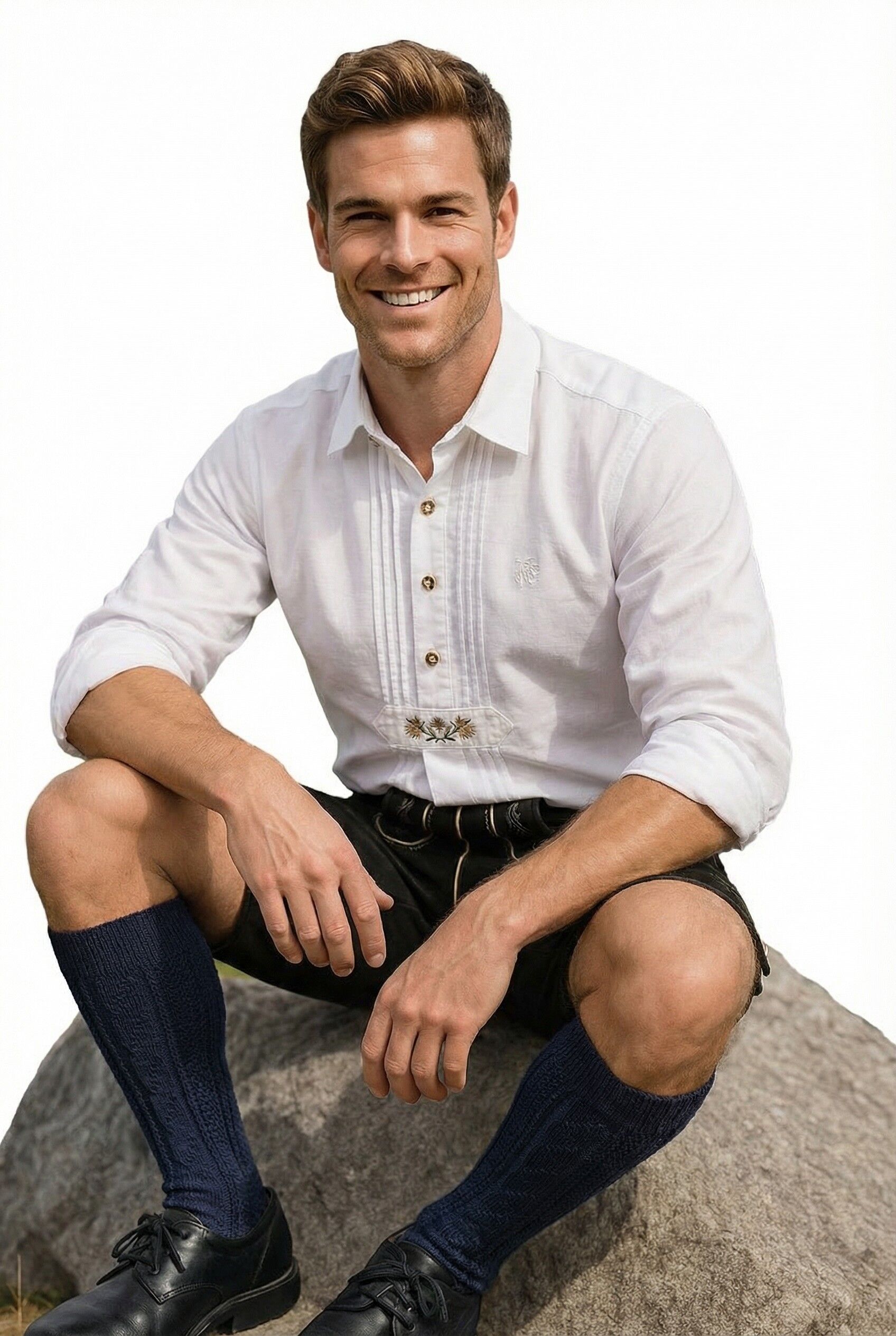 Trachtenstrümpfe Herren Kniestrumpf Blau Marine