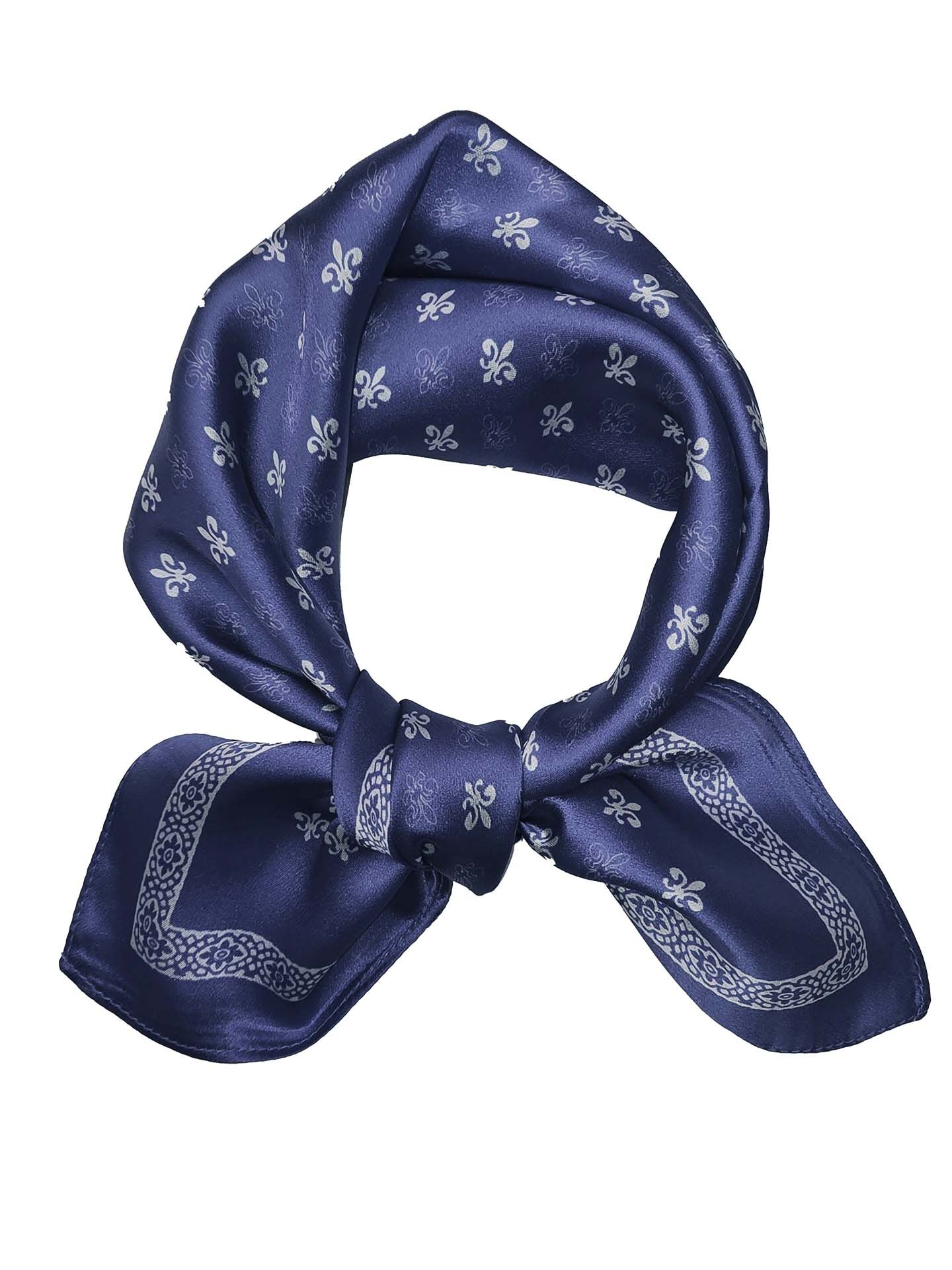 Halstuch klein 53x53 Nickituch im Fleur de Lille-Dessin 100% Seide