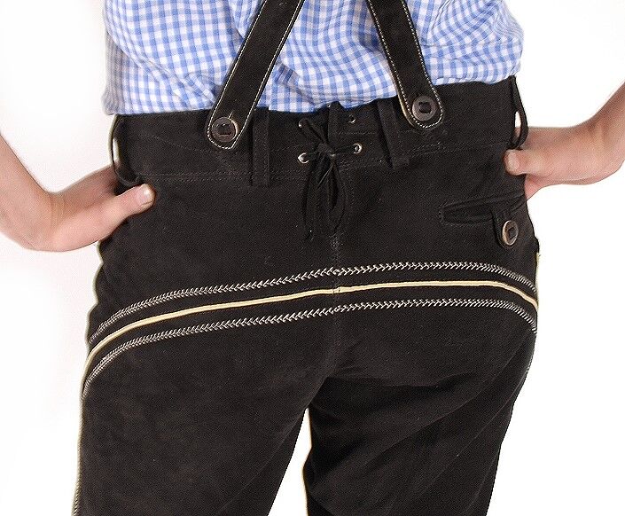 Trachtenlederhose Kniebundlederhose Schwarz Trachtenlederhose Kniebundlederhose Schwarz