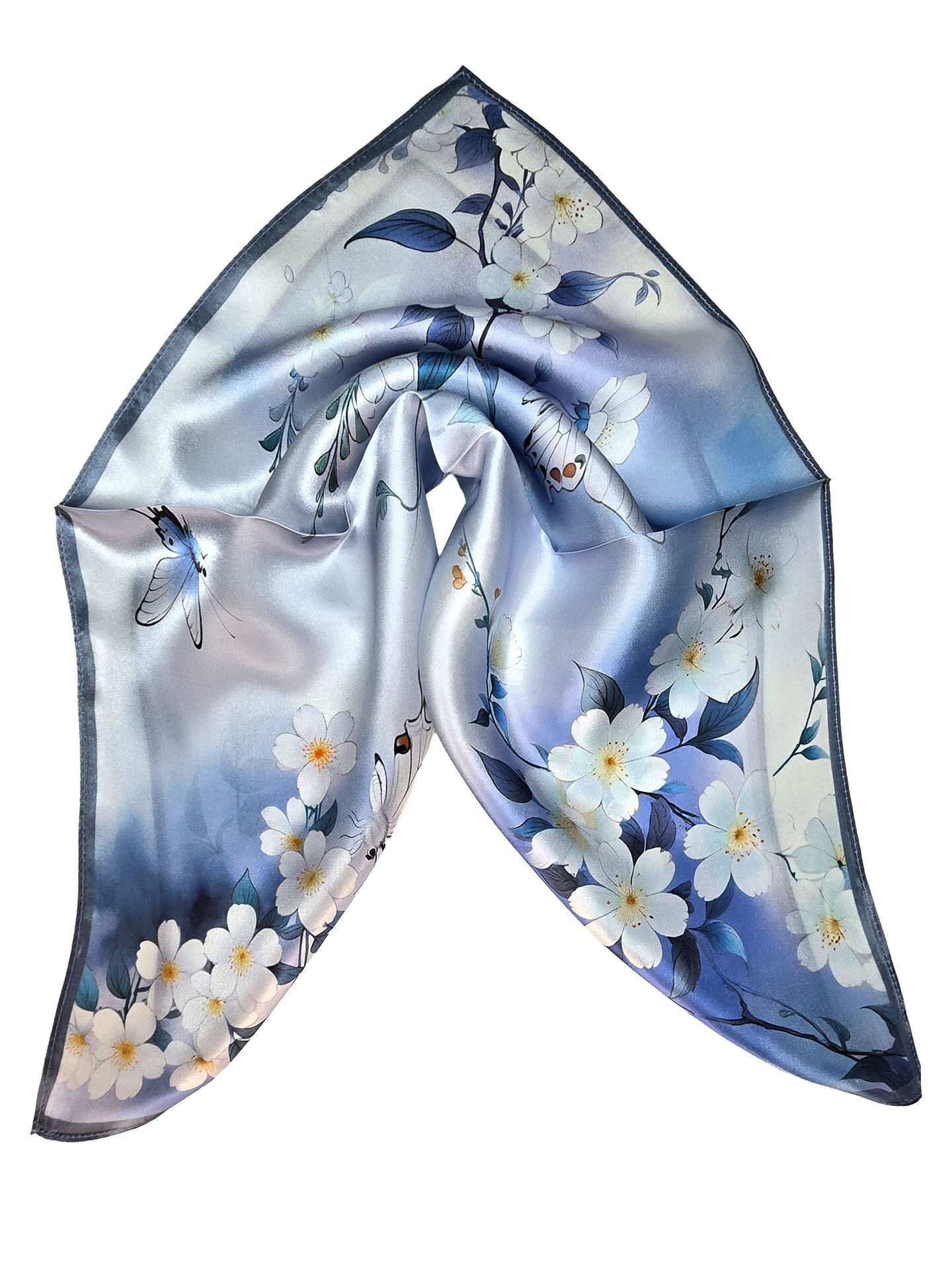 Seidenhalstuch Paradiso Damen Nickituch 100% Seide Hellblau