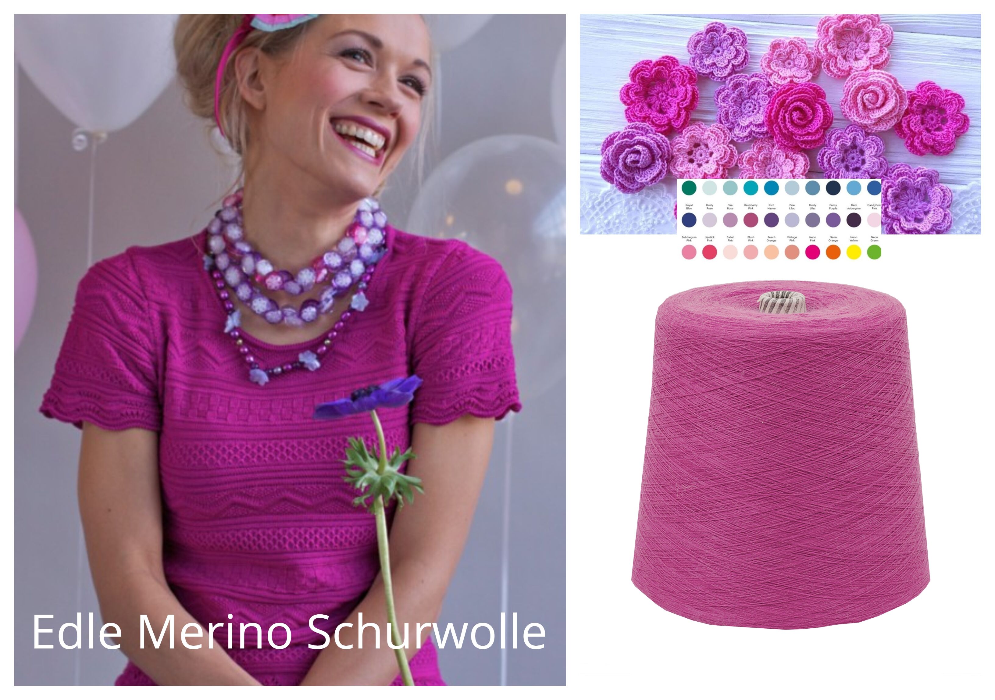 WOLLE zum STRICKEN MERINO-SCHURWOLLE 1 KG Konen/1000 Gramm Pink  WOLLE zum STRICKEN MERINO-SCHURWOLLE 1 KG Konen/1000 Gramm Pink