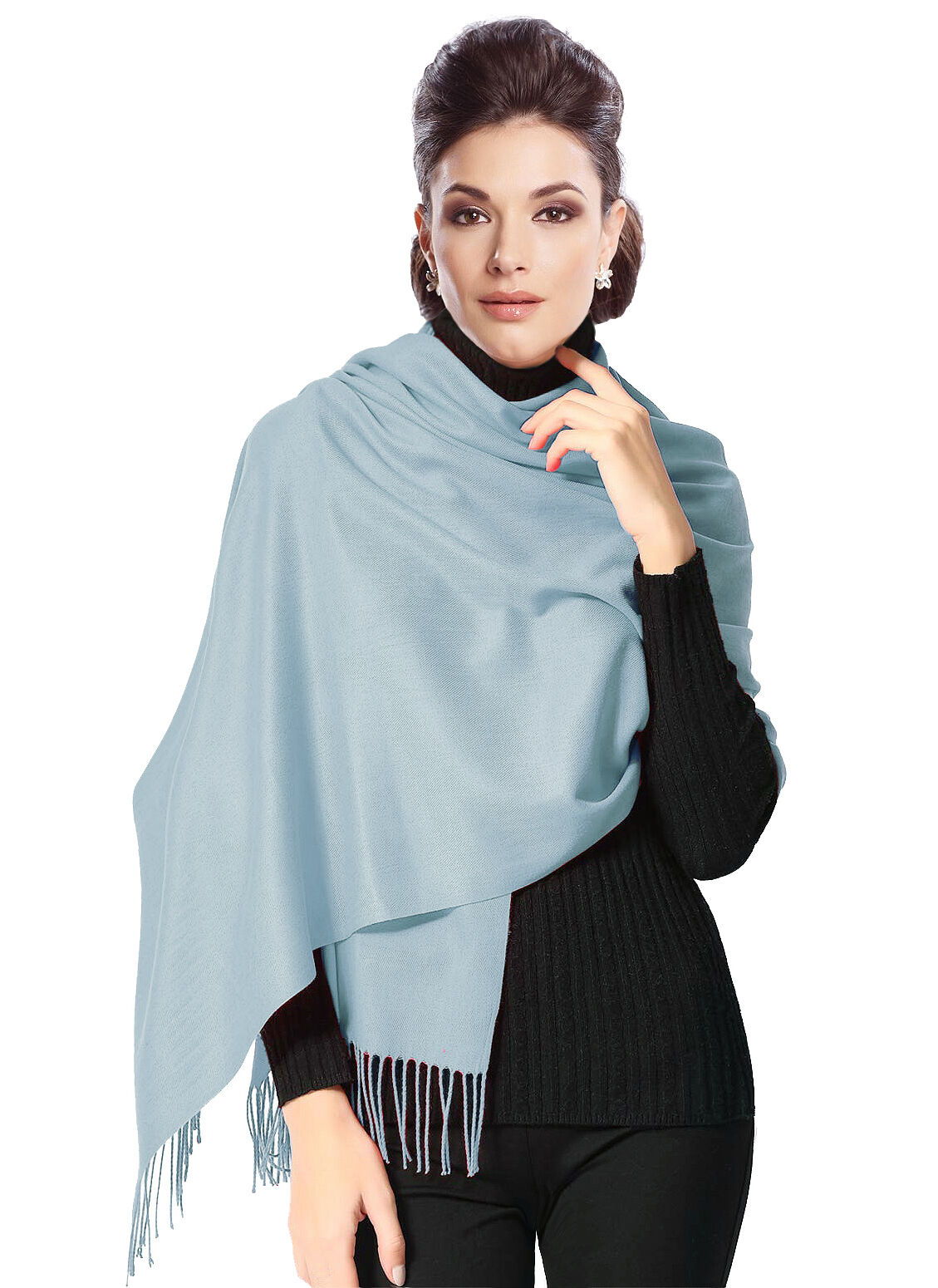 Pashmina Stola Kaschmir Umhang Cashmere Schal Damen Hellblau Pashmina Stola Kaschmir Umhang Cashmere Schal Damen Hellblau