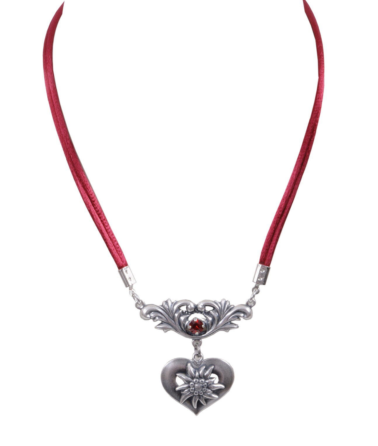 Edelweißkette Alpenherzerl Rot Karmin Edelweißkette Alpenherzerl Rot Karmin