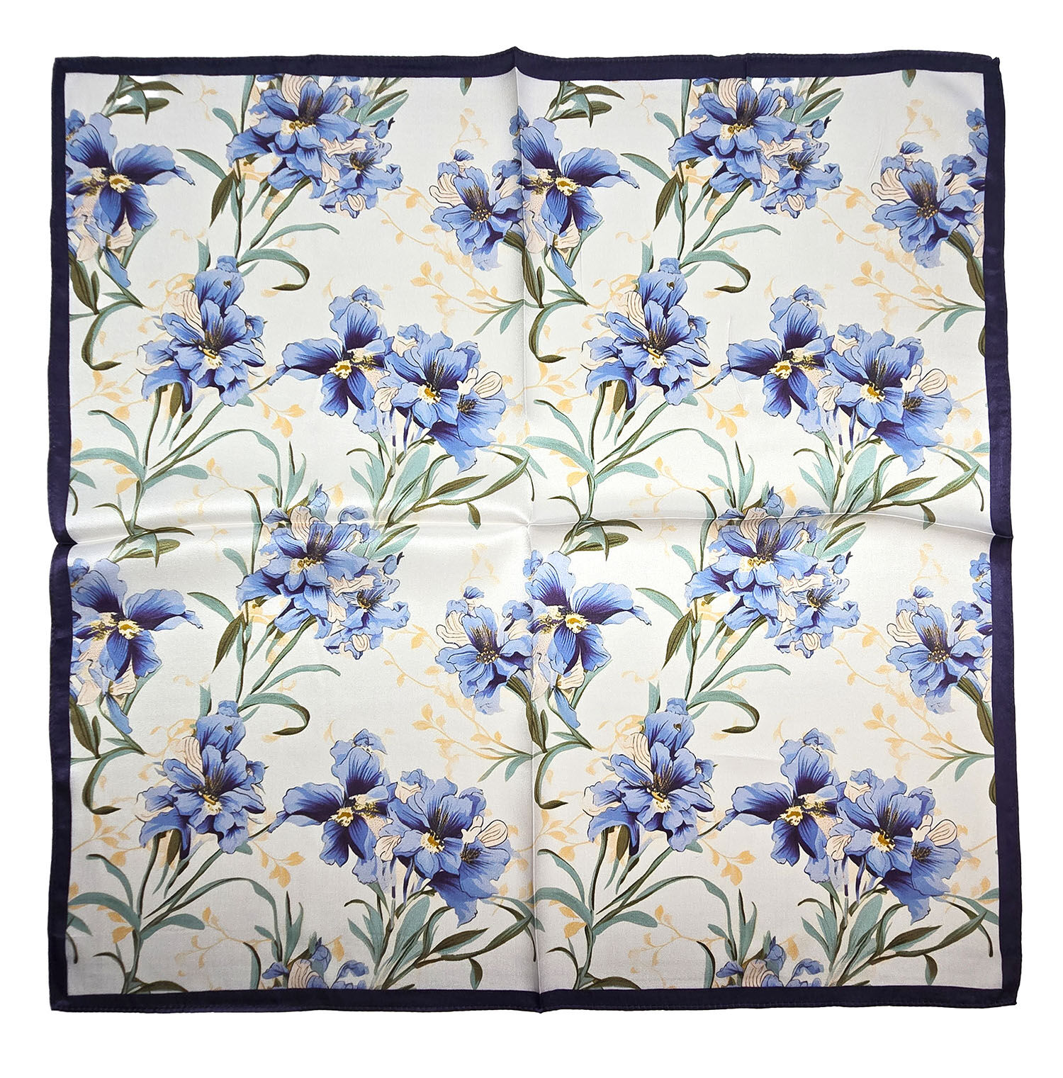 Seidenhalstuch Iris Damen Nickituch 100% Seide Hellblau-Marine