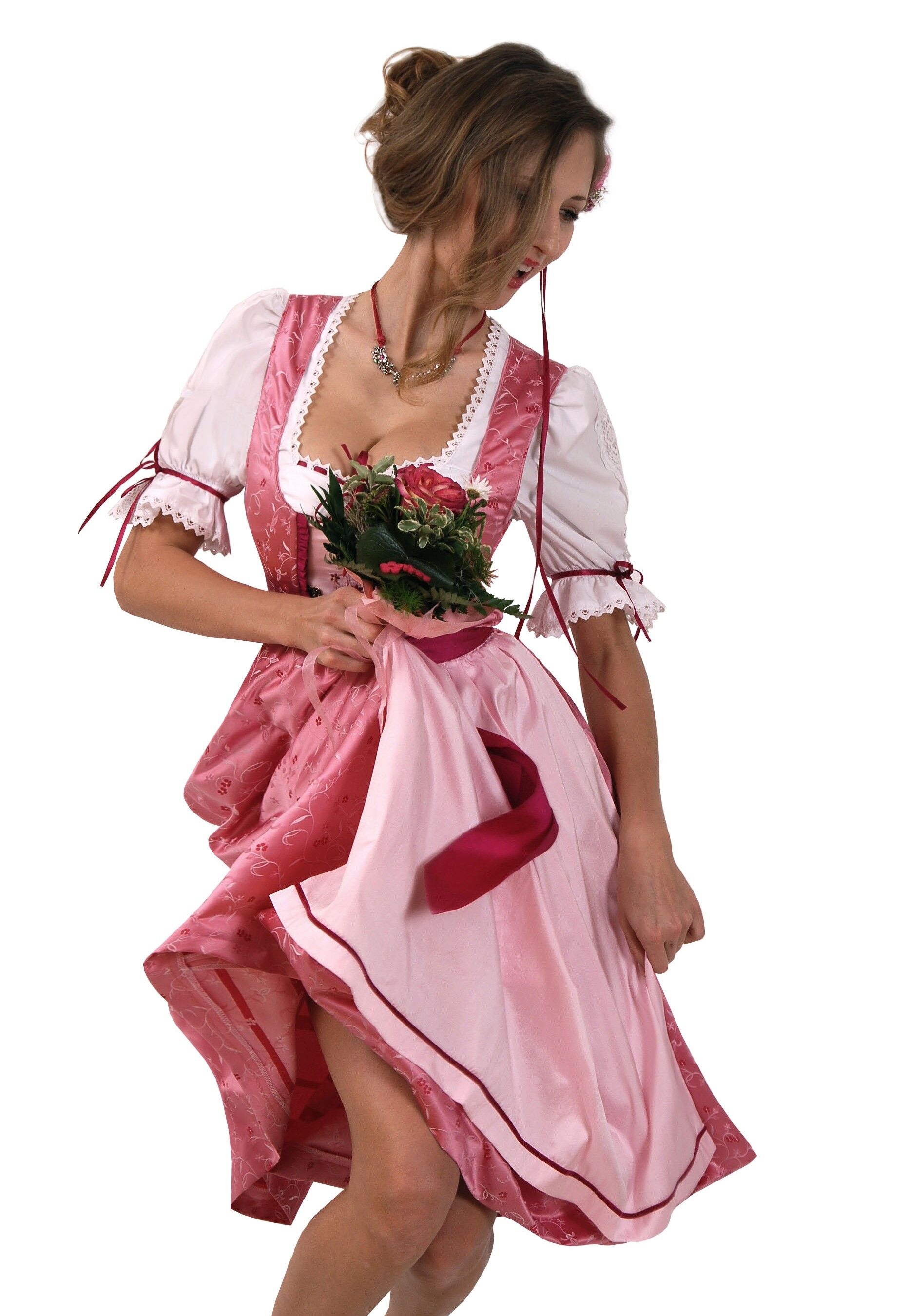 PREMIUM Designer-Dirndl Seidendirndl - festliches Midi-Dirndl Rosa PREMIUM Designer-Dirndl Seidendirndl - festliches Midi-Dirndl Rosa