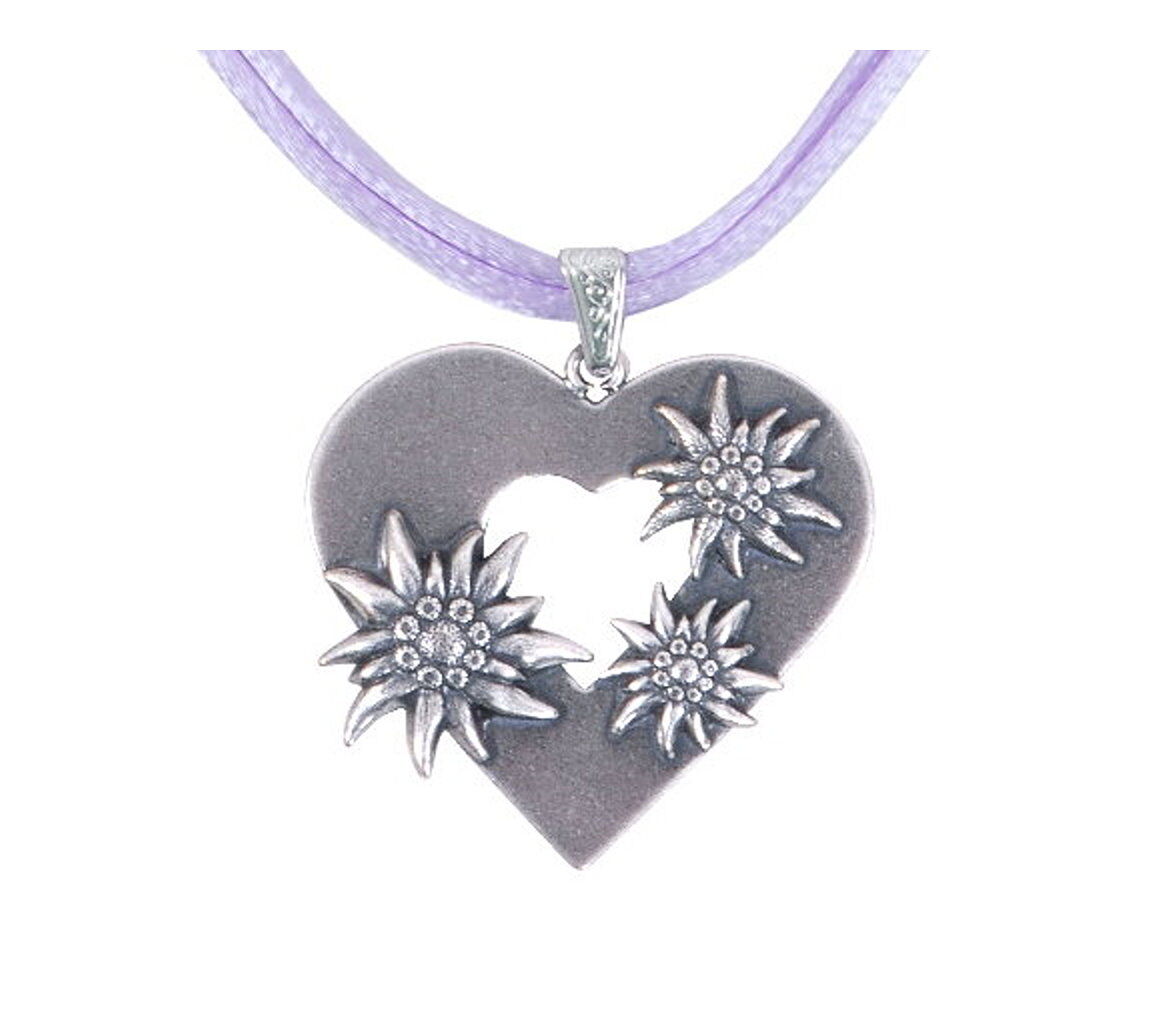 Edelweißkette Herz Edelweiß Violett Flieder Edelweißkette Herz Edelweiß Violett Flieder