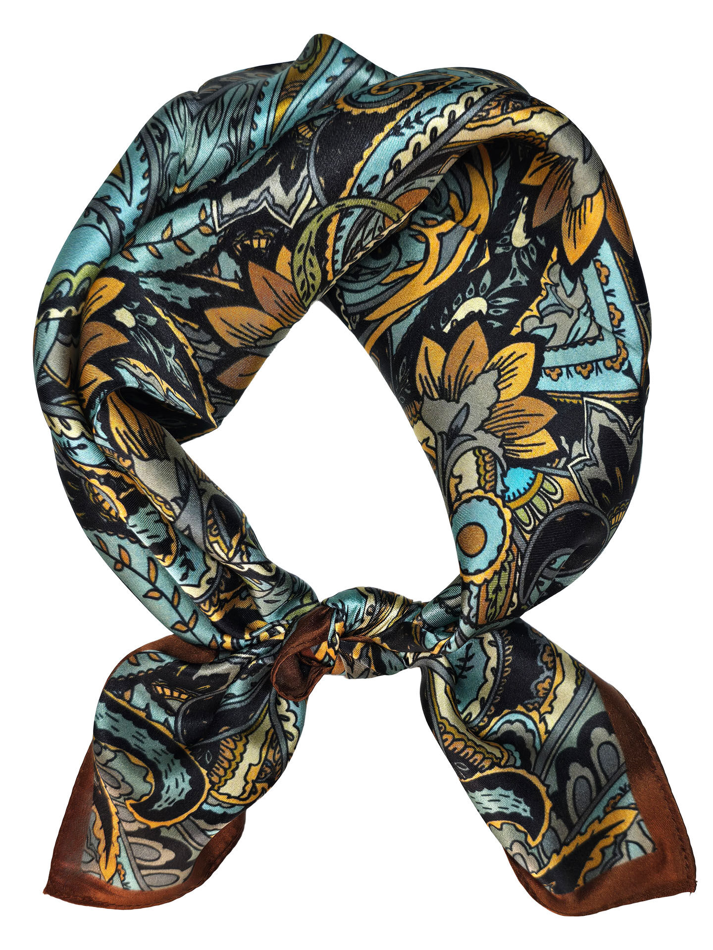 Seidenhalstuch Zermatt Damen Herren Nickituch 100% Seide Braun