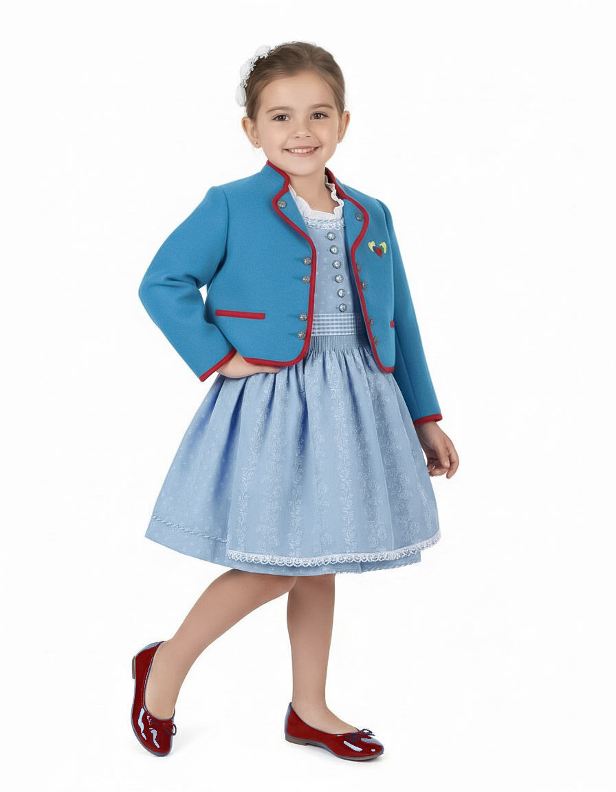 Trachtenjacke Mädchen Madl 100% Merinowolle Eisvogel Blau