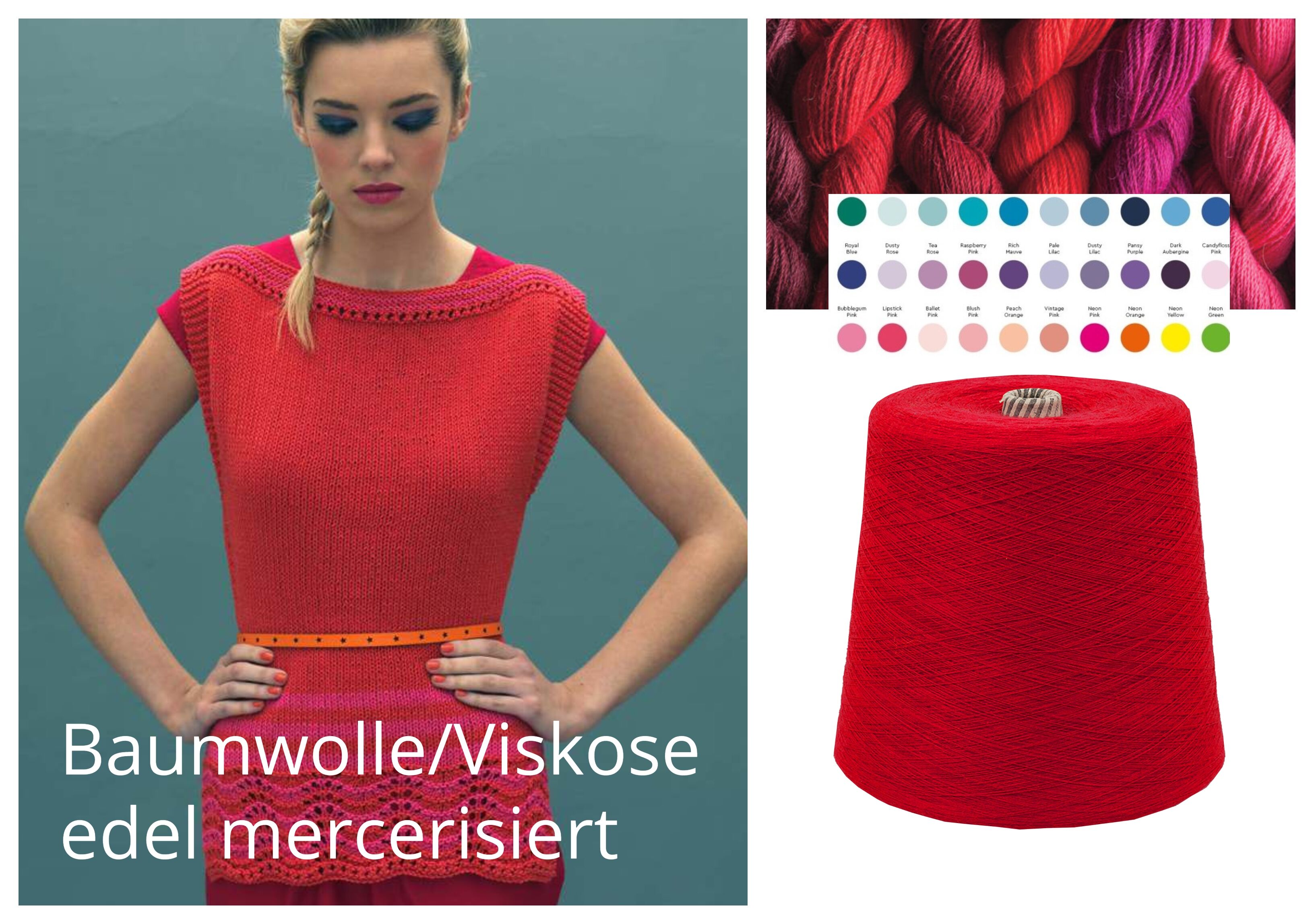 WOLLE zum STRICKEN BAUMWOLLE/VISKOSE Mix 1 KG Konen/1000 Gramm Rot WOLLE zum STRICKEN BAUMWOLLE/VISKOSE Mix 1 KG Konen/1000 Gramm Rot