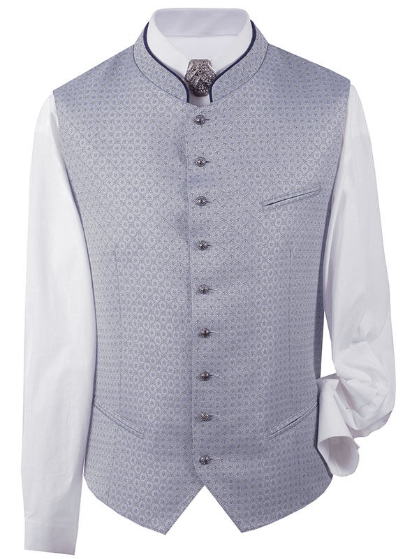 PREMIUM Trachtenweste Herren Hochzeits-Gilet Silber-Blau FESTLICH PREMIUM Trachtenweste Herren Hochzeits-Gilet Silber-Blau FESTLICH