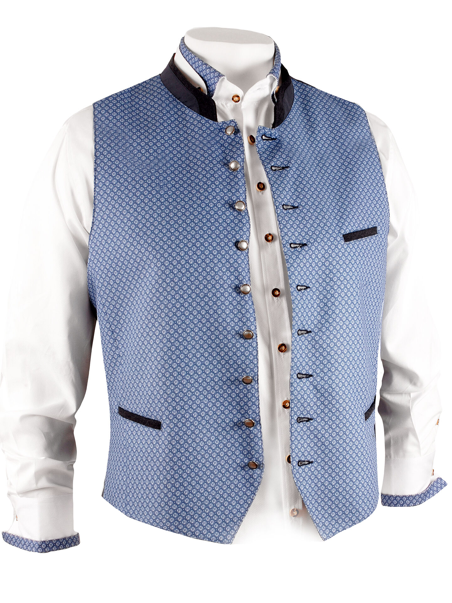 Trachtenhemd Herren Weiß/Blau Regular SLIM Fit Trachtenhemd Herren Weiß/Blau Regular SLIM Fit