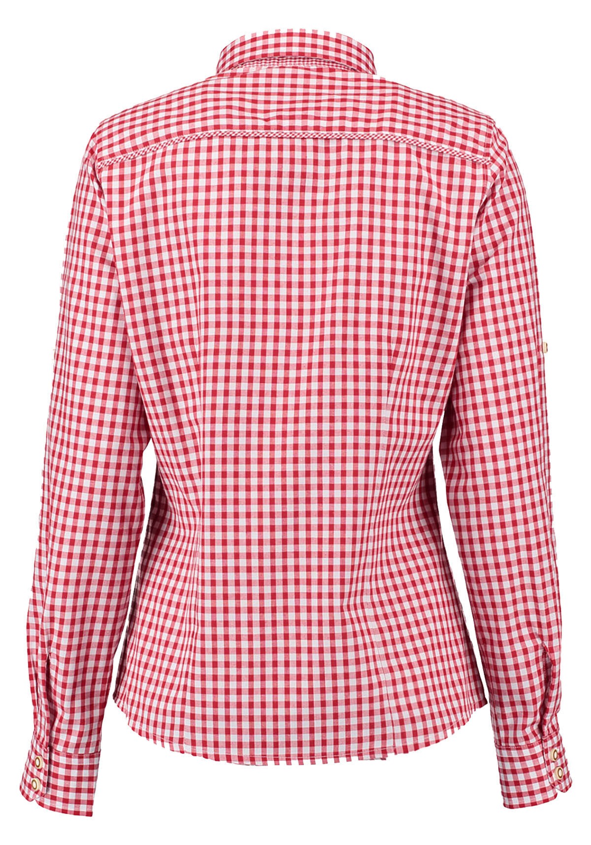 Trachtenbluse Damen kariert Langarm Edelweiß Stickerei Blau + Rot Trachtenbluse Damen kariert Langarm Edelweiß Stickerei Blau + Rot