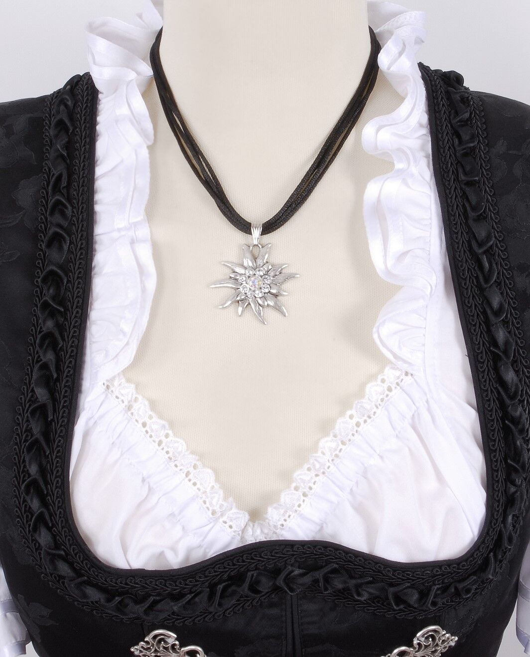 Trachtenkette Edelweißkette an Satinband Trachtenkette Edelweißkette an Satinband