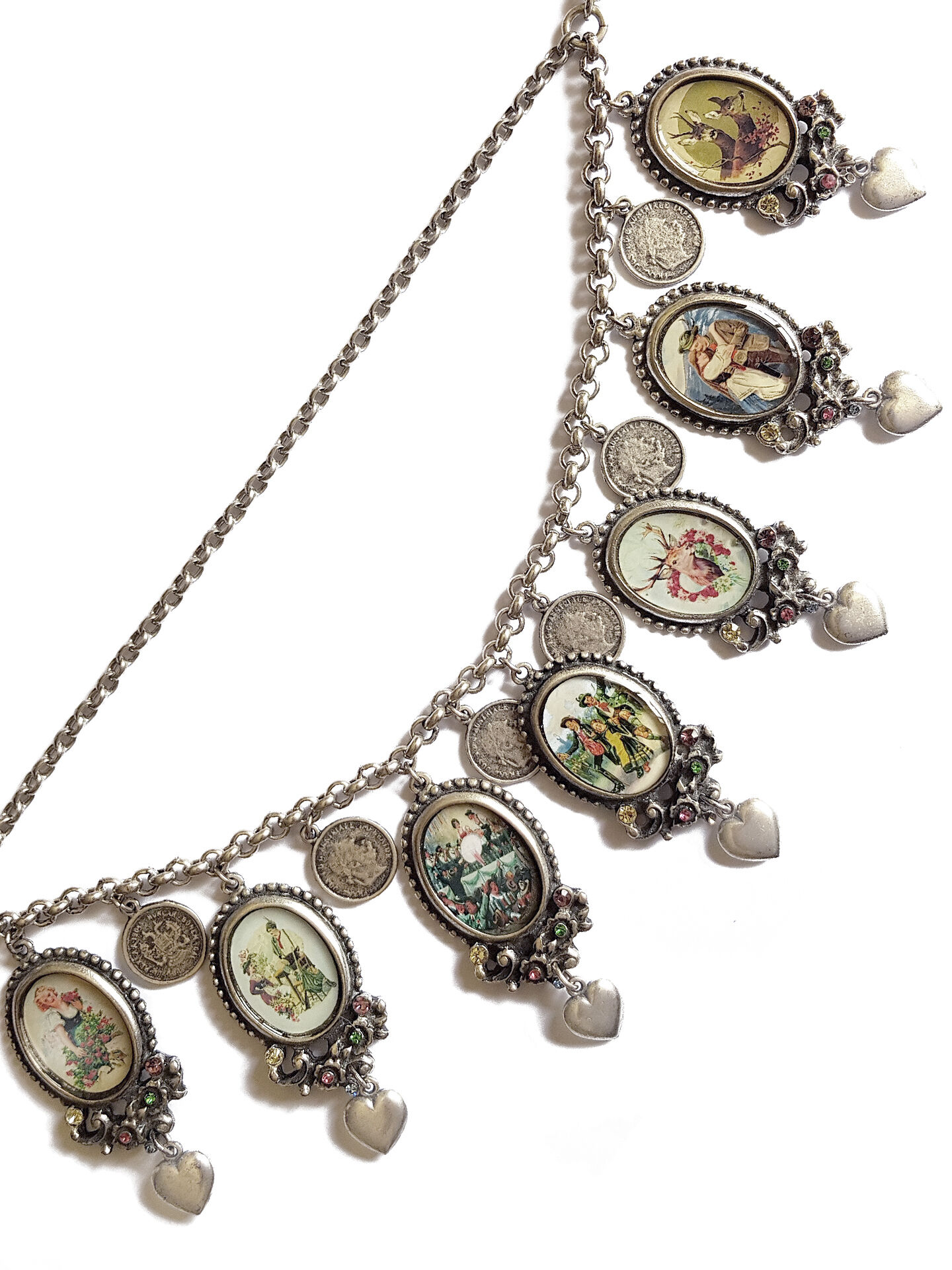 Premium Charivari mit Medaillon Dirndlschmuck silber Premium Charivari mit Medaillon Dirndlschmuck silber