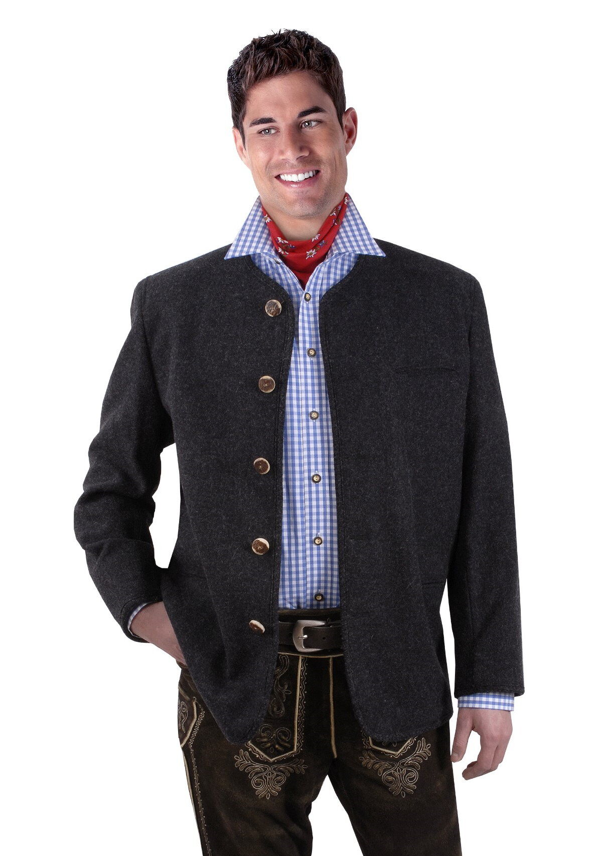 Trachtenjanker Lodenjanker Herren zur Lederhose  Anthrazit Wolle Trachtenjanker Lodenjanker Herren zur Lederhose  Anthrazit Wolle