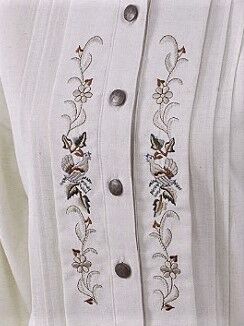 Trachtenbluse Damen Langarm Jagd-Stil Stickerei Beige Trachtenbluse Damen Langarm Jagd-Stil Stickerei Beige