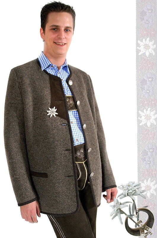PREMIUM Trachtenjanker Walkjacke Herren Walkjanker Braun 100% Schurwolle PREMIUM Trachtenjanker Walkjacke Herren Walkjanker Braun 100% Schurwolle