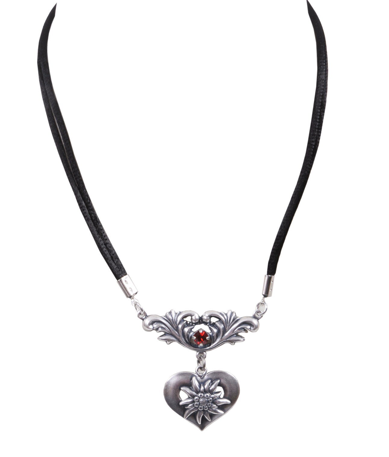 Edelweißkette Alpenherzerl Schwarz Edelweißkette Alpenherzerl Schwarz