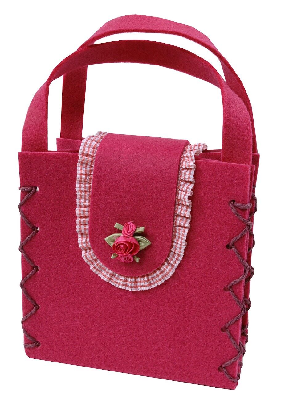 Trachtentasche Dirndltasche Filz Rüsche Schwarz-Pink Trachtentasche Dirndltasche Filz Rüsche Schwarz-Pink