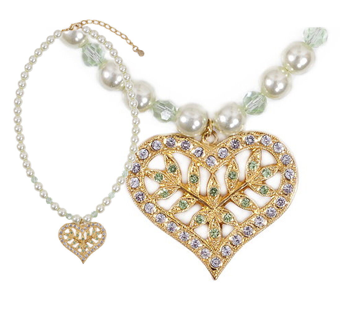 Premium Trachtenkette Perlenkette Herz Swarovski Elements Premium Trachtenkette Perlenkette Herz Swarovski Elements