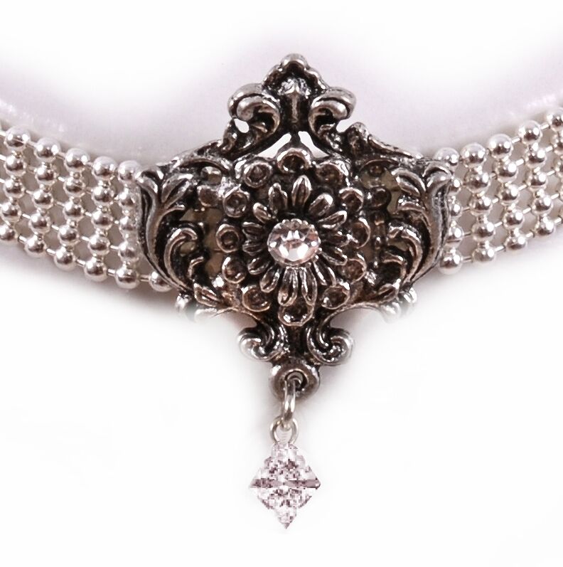 Kropfband Silberband Ornament + Perle - echt versilbert Kropfband Silberband Ornament + Perle - echt versilbert