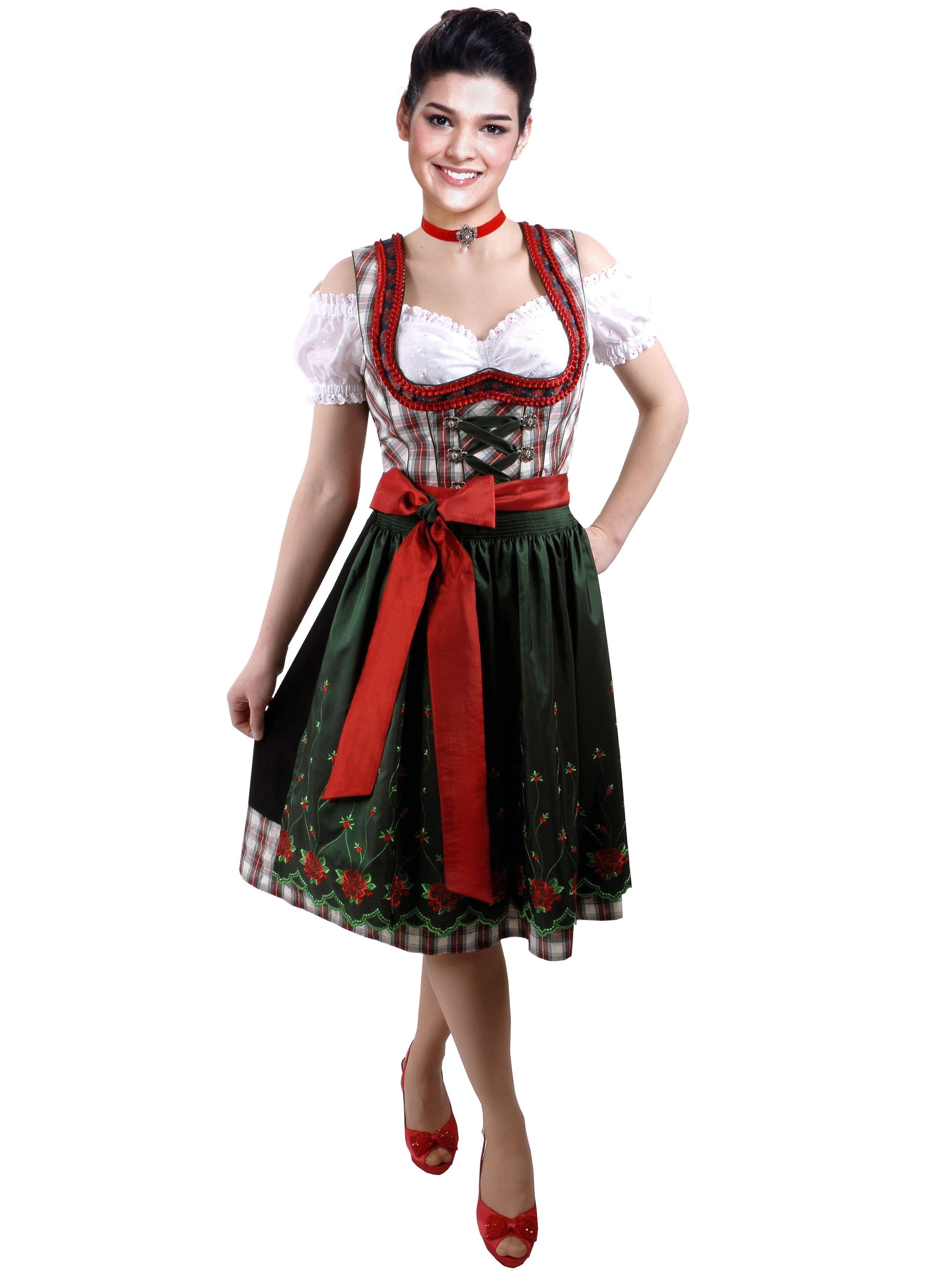 Tolles Wiesn-Dirndl - Mini-Dirndl kurzes Dirndl kariert Rot-Grün Tolles Wiesn-Dirndl - Mini-Dirndl kurzes Dirndl kariert Rot-Grün