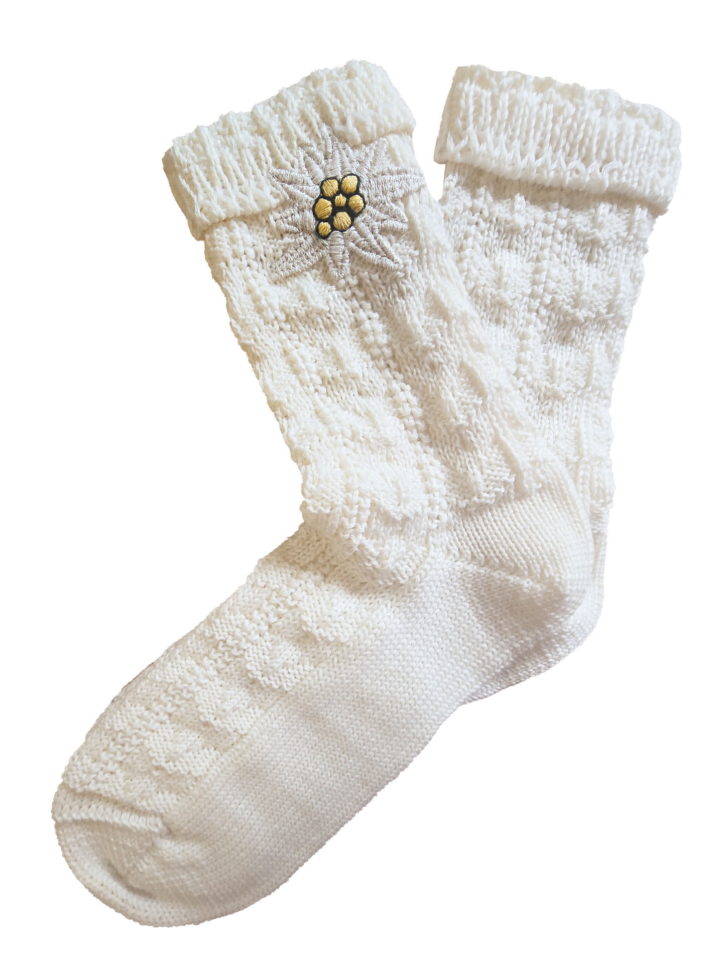 Trachtensocken Kinder mit Edelweiß in Creme