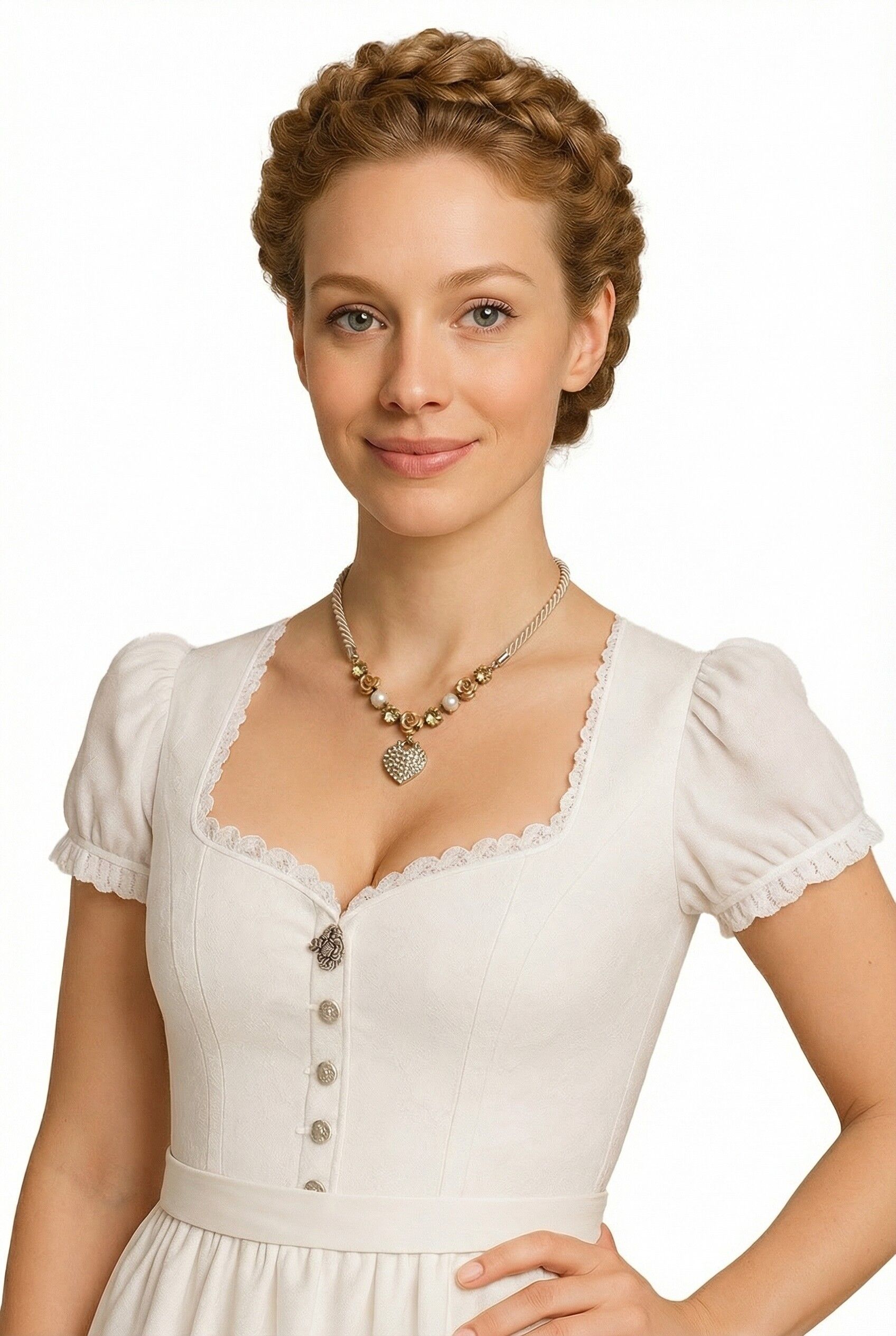 Premium Trachtenkette Herz-Rosen  Swarovski Elements