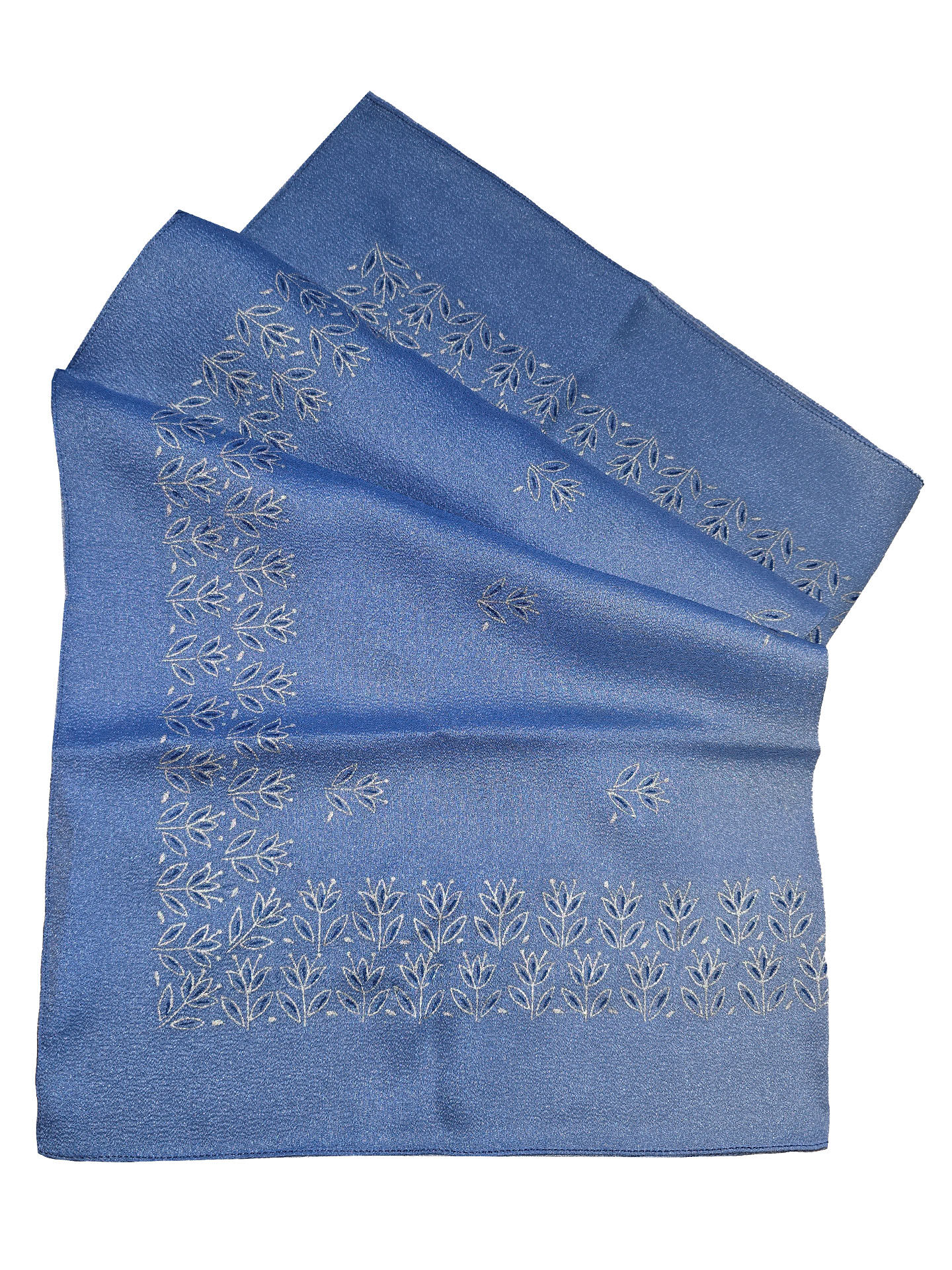 Trachtenhalstuch Nickituch Blüten-Blatt Dessin Blau Trachtenhalstuch Nickituch Blüten-Blatt Dessin Blau