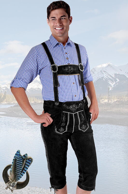 Trachtenlederhose Kniebundlederhose Schwarz Trachtenlederhose Kniebundlederhose Schwarz
