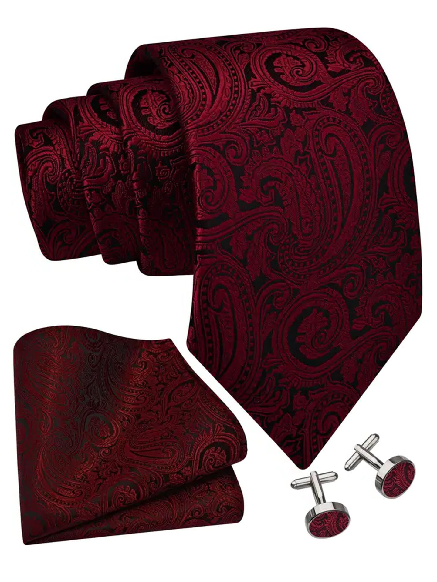 Trachtenkrawatte Paisley 100% Seide 3-tlg. Set festlich + Einstecktuch + Manschettenknöpfen Trachtenkrawatte Paisley 100% Seide 3-tlg. Set festlich + Einstecktuch + Manschettenknöpfen