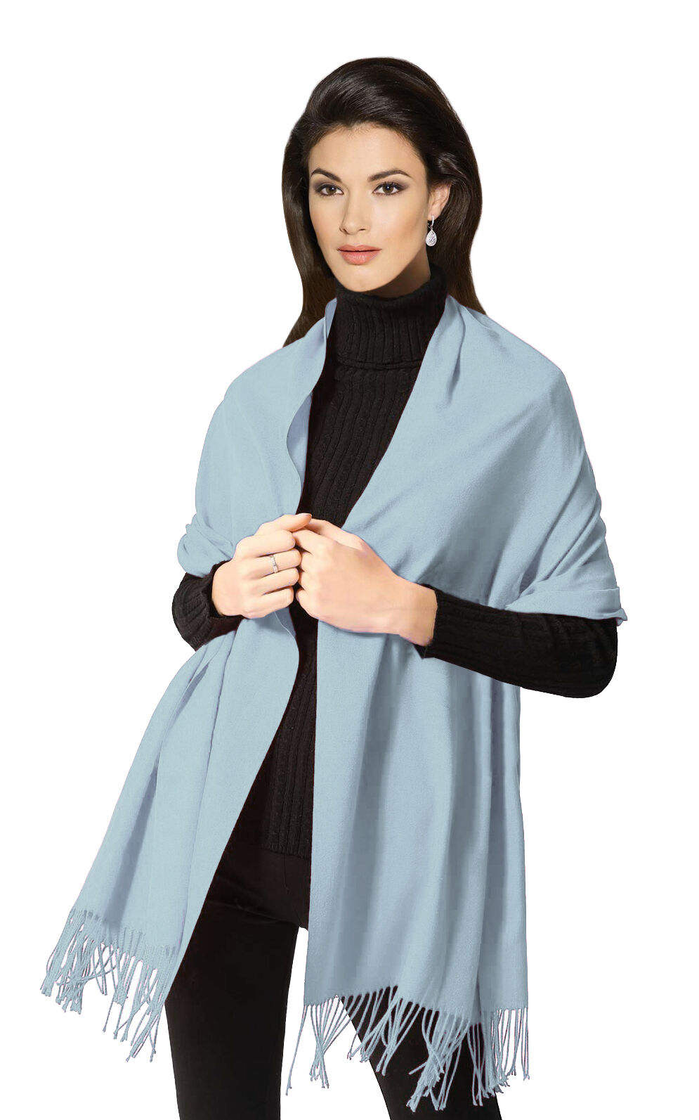 Pashmina Stola Kaschmir Umhang Cashmere Schal Damen Hellblau Pashmina Stola Kaschmir Umhang Cashmere Schal Damen Hellblau
