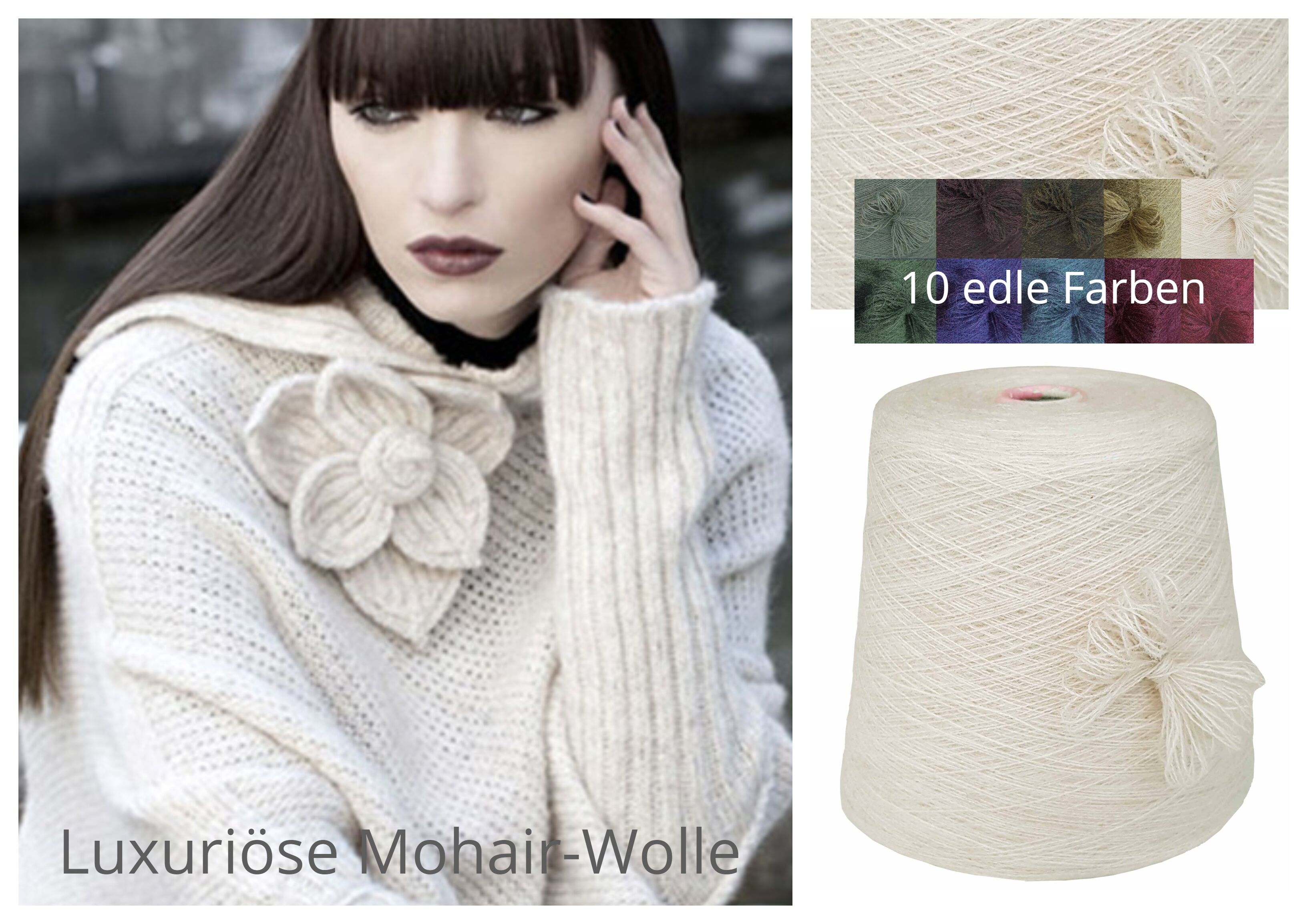 PREMIUM MOHAIR/SCHURWOLLE/Mix - STRICKWOLLE - 1 Konen/800 Gramm Creme/Beige PREMIUM MOHAIR/SCHURWOLLE/Mix - STRICKWOLLE - 1 Konen/800 Gramm Creme/Beige
