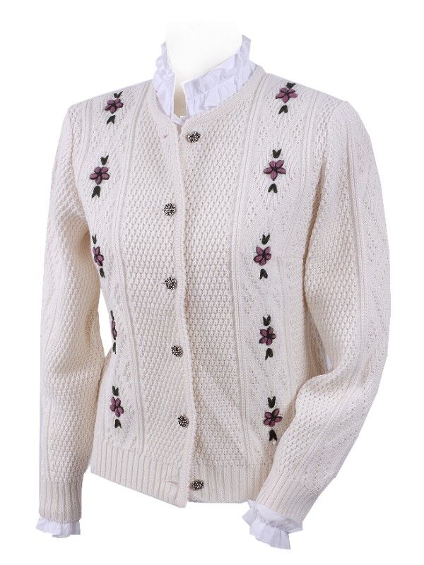 Trachtenstrickjacke Damen Dirndljacke Handbestickt Creme Natur  Trachtenstrickjacke Damen Dirndljacke Handbestickt Creme Natur