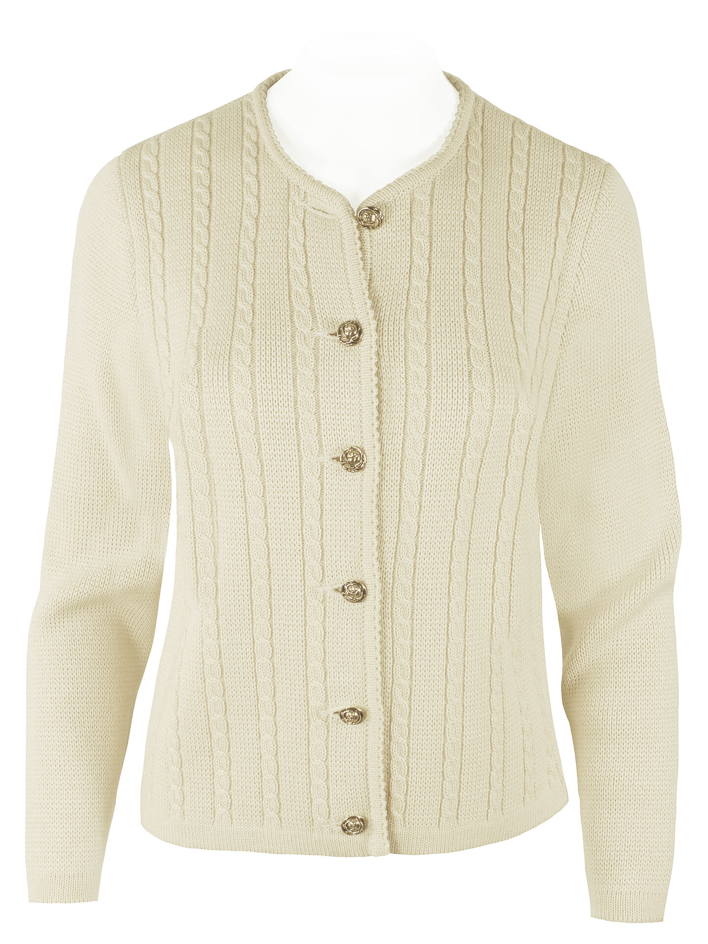 Trachtenstrickjacke Damen - Basic Trachtenjacke Creme Trachtenstrickjacke Damen - Basic Trachtenjacke Creme